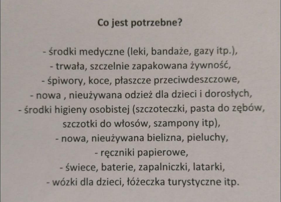 Zbiórka darów w Krzydlinie Małej