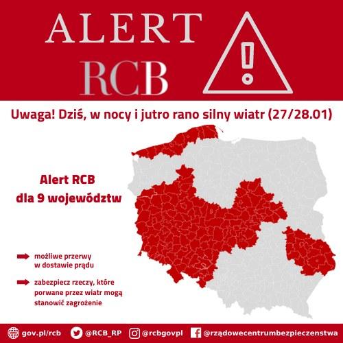 Rządowe Centrum Bezpieczeństwa ostrzega przed silnym wiatrem