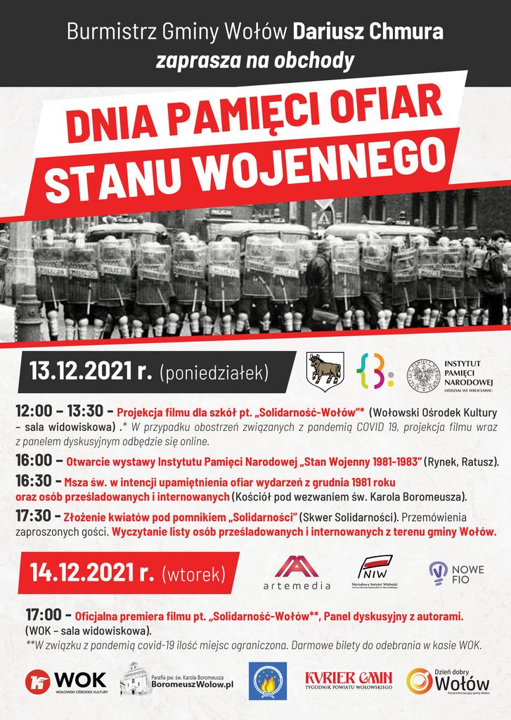 Burmistrz Dariusz Chmura zaprasza na obchody Dnia Pamięci Ofiar Stanu Wojennego
