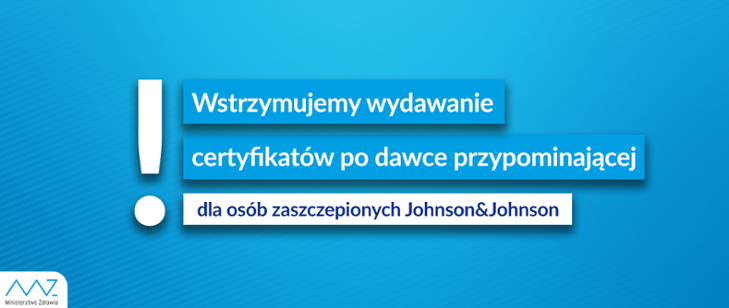Wstrzymano wydawanie certyfikatów dla zaszczepionych Johnson & Johnson