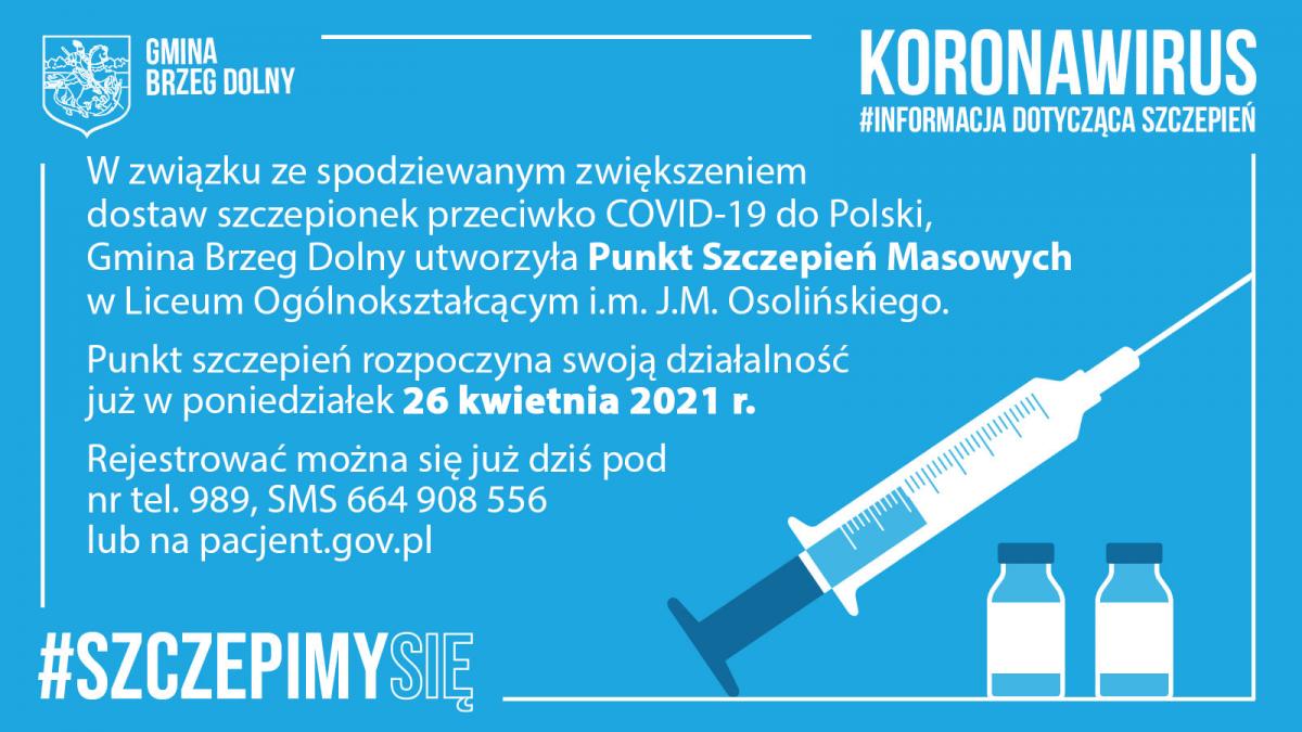 Punkt szczepień masowych ruszy w poniedziałek