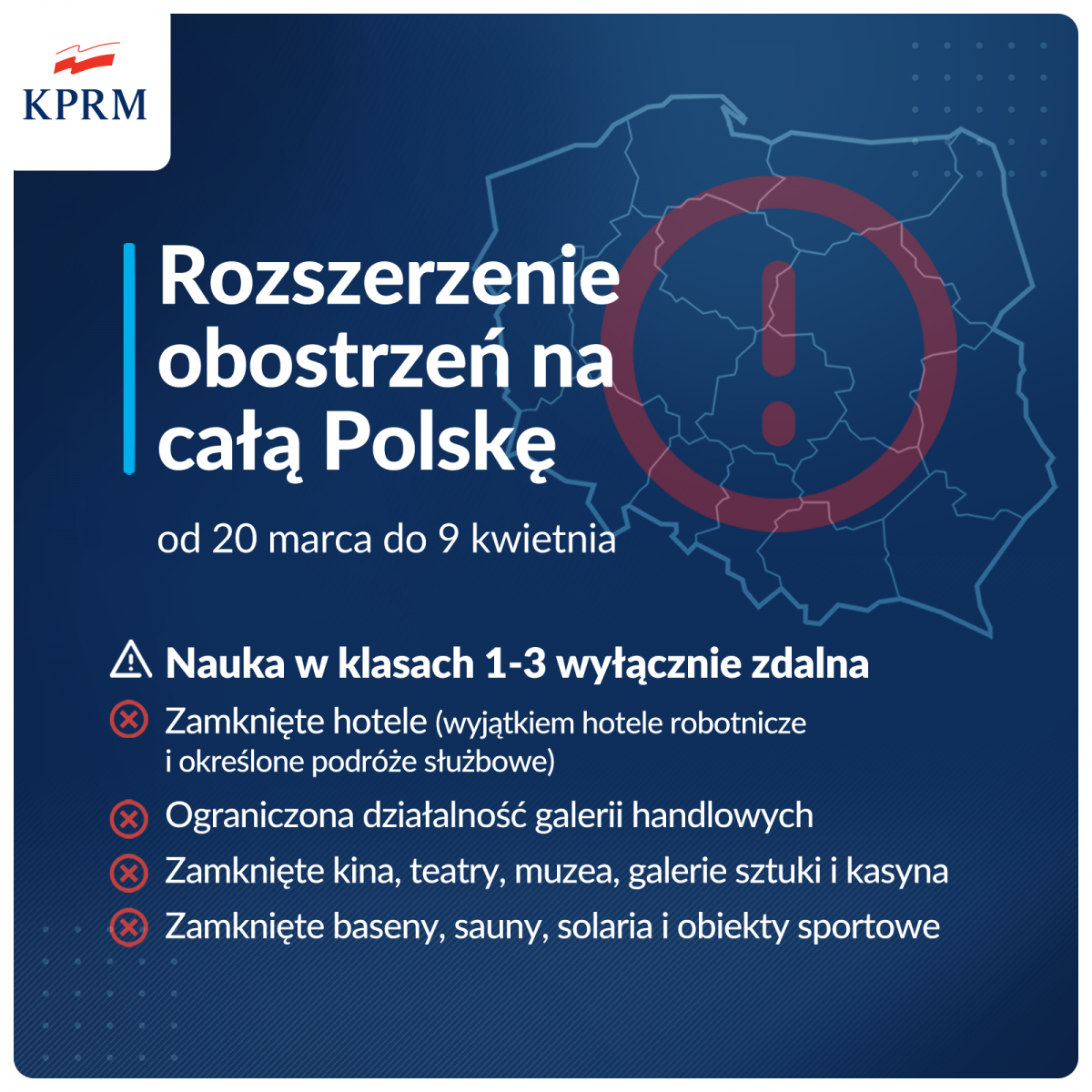 Lockdown w całym kraju od 20 marca. Co zostanie zamknięte