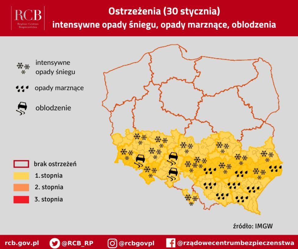 Ostrzeżenie I stopnia dla powiatu wołowskiego