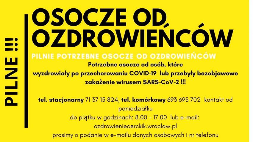 Pilne! Potrzebne osocze od ozdrowieńców