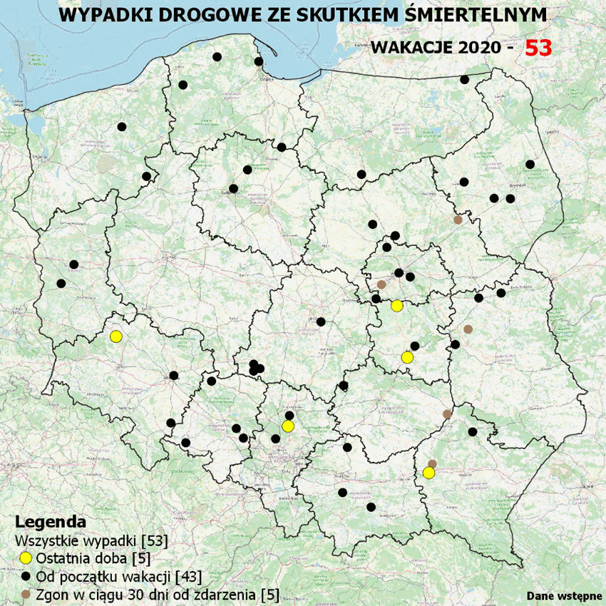 Policja zapowiada kontynuację mapy wypadków drogowych