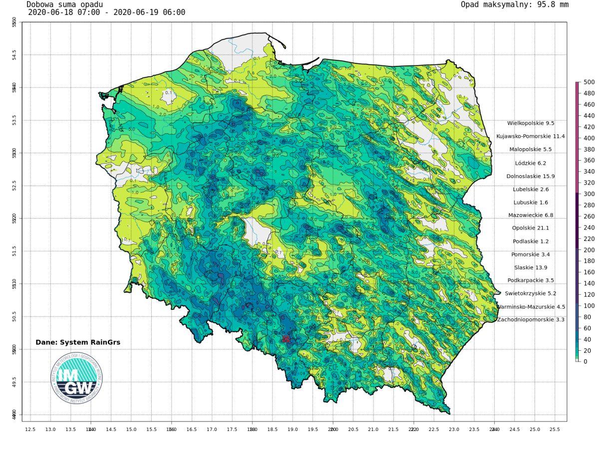 Podsumowanie sytuacji hydrologiczno-meteorologicznej w ciągu ostatniej doby