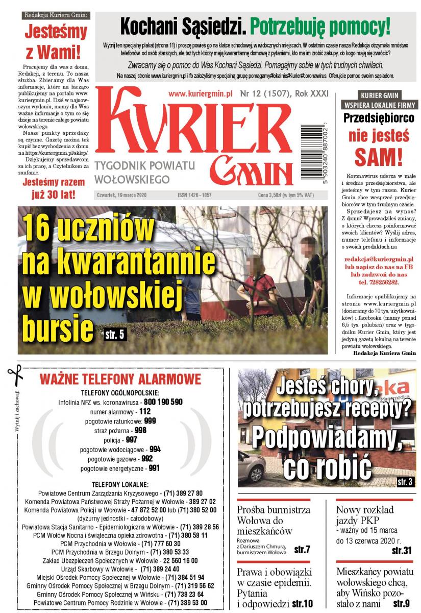 W najnowszym numerze: 16 uczniów na kwarantannie w wołowskiej bursie