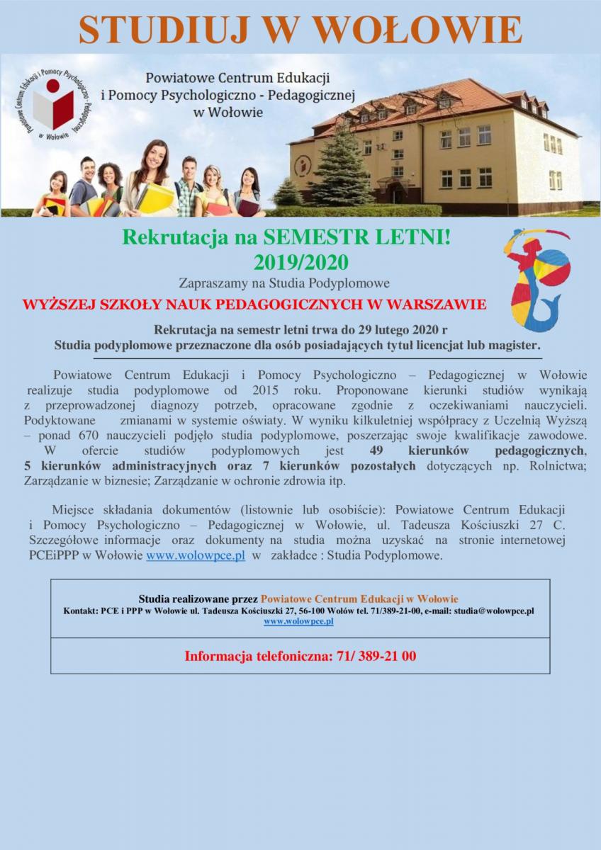 Studiuj w Wołowie. Trwa rekrutacja na semestr letni
