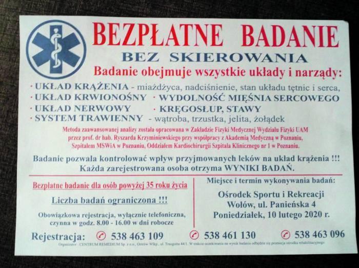 Uwaga na darmowe badania i 