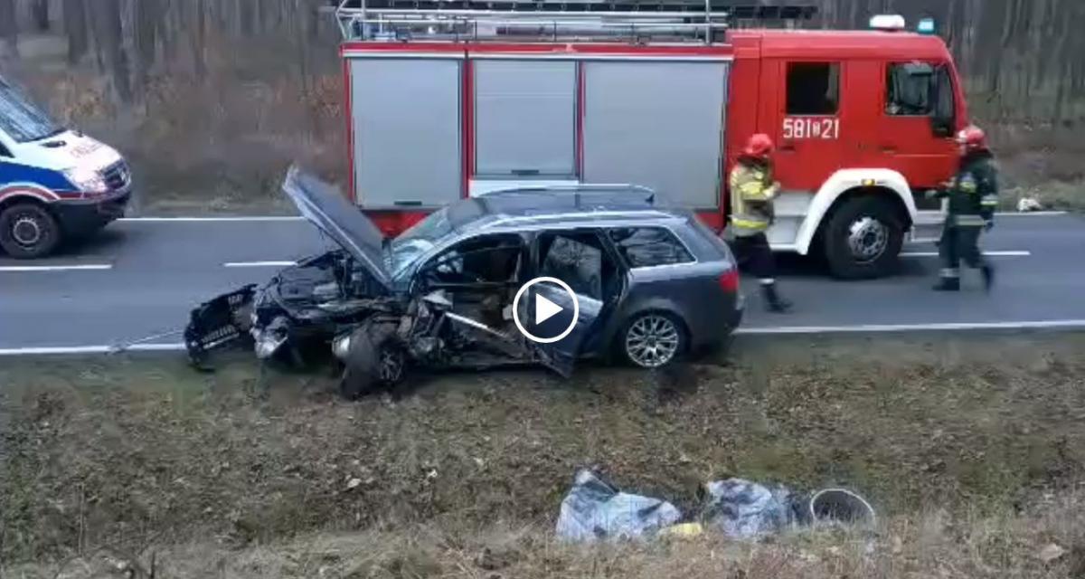 Ku przestrodze - wideo z miejsca wypadku niedaleko skrzyżowania Godzięcin-Radecz