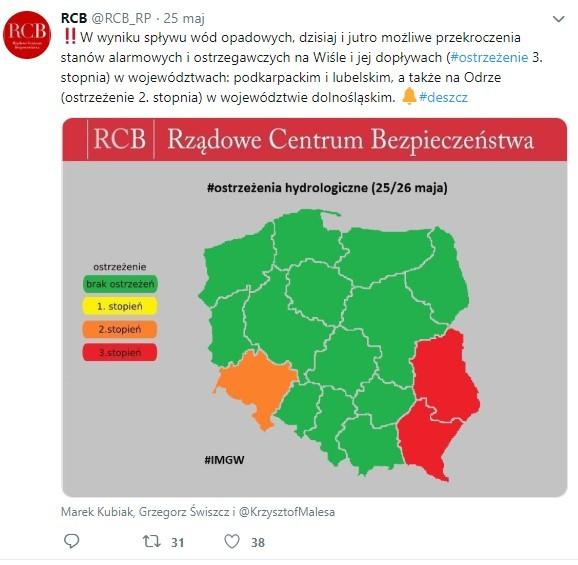 Poziom Odry przekroczył stan ostrzegawczy w Ścinawie