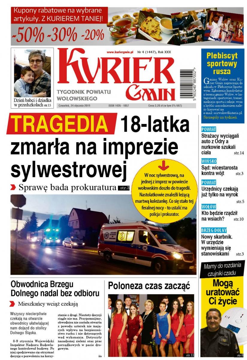 W nowym wydaniu Kuriera Gmin: Tragiczny sylwester, zmarła 18-latka. Z Odry wyciągnięto auto. Konflikt w Wińsku i wiele innych
