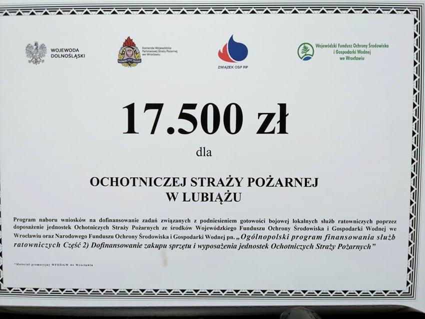 Strażacy z Lubiąża z dotacją na zakup sprzętu