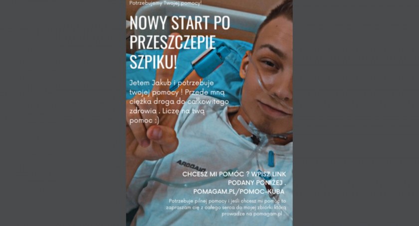 Kuba przeszedł przeszczep szpiku kostnego, teraz zbiera środki na leki i leczenie