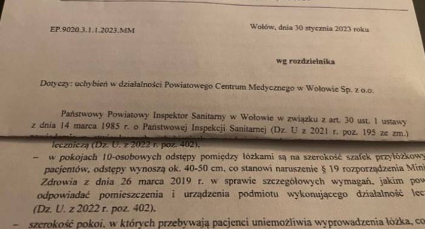 Sanepid skontrolował Zakład Opiekuńczo - Leczniczy. Są poważne uchybienia