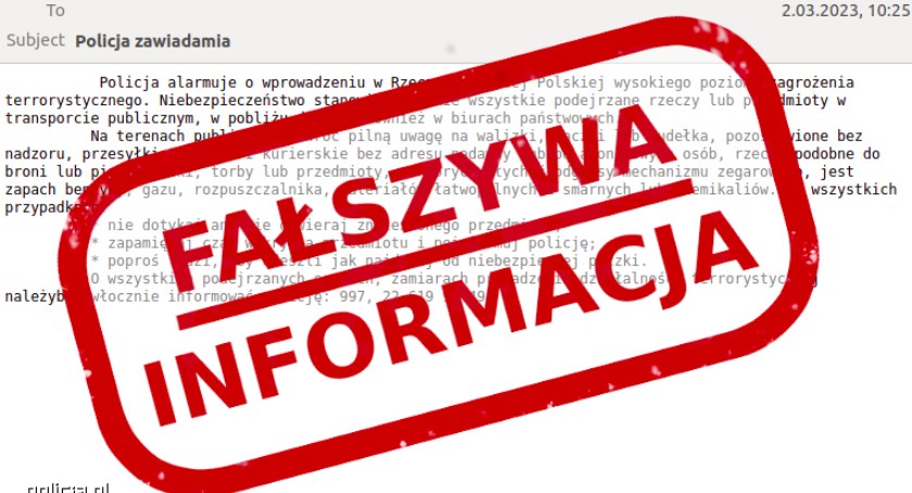 Fałszywa informacja w sprawie rzekomego zagrożenia terrorystycznego