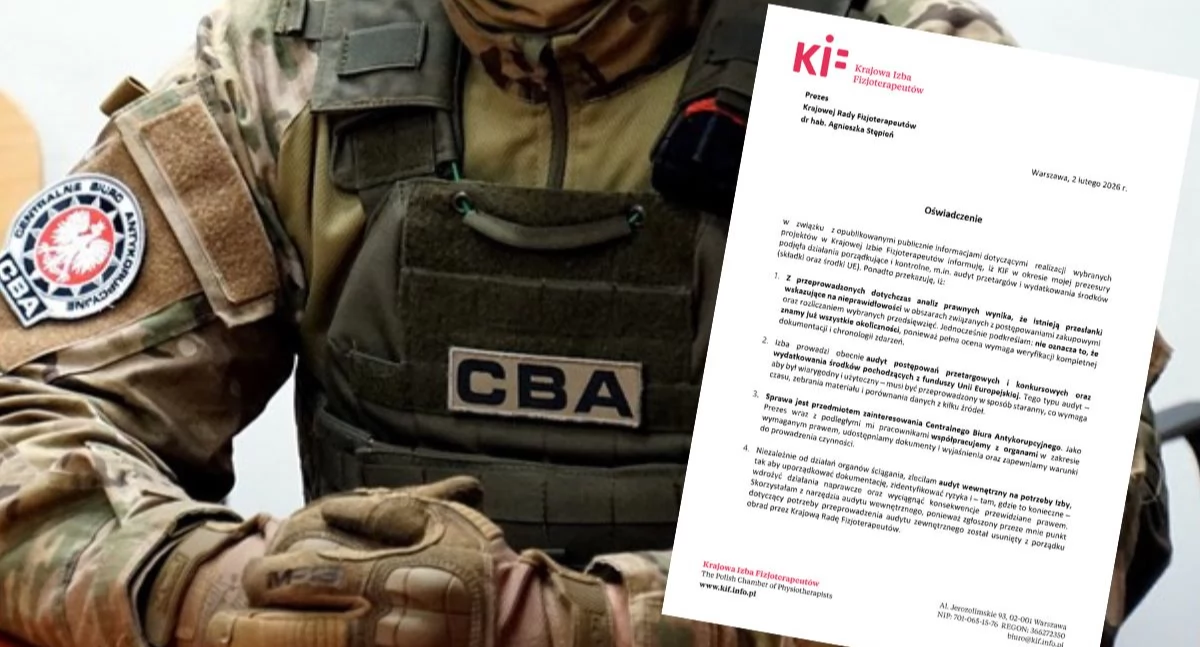 CBA sprawdza Krajową Radę Fizjoterapeutów. Jest oświadczenie prezeski