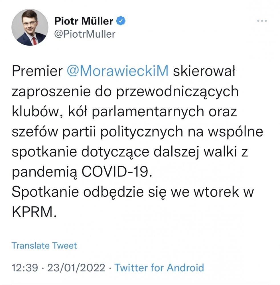 Premier zaprasza opozycję na spotkanie ws. pandemii