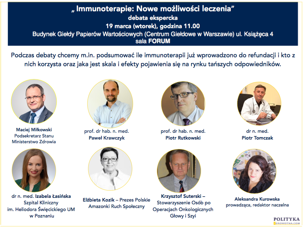 19.03 Debata PZ „Immunoterapie: Nowe możliwości leczenia