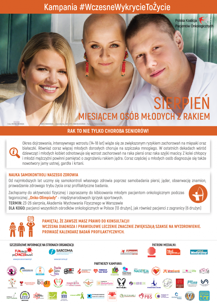 Sierpień miesiącem osób młodych chorych na raka