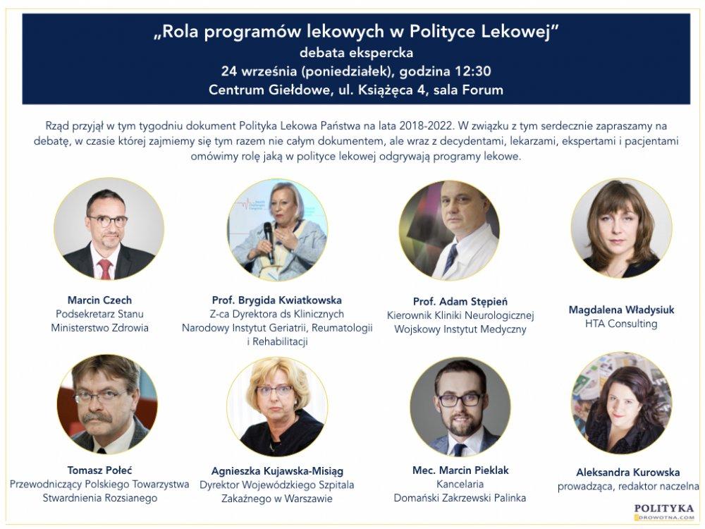 24.09 (poniedziałek) debata PZ: Programy lekowe w Polityce Lekowej