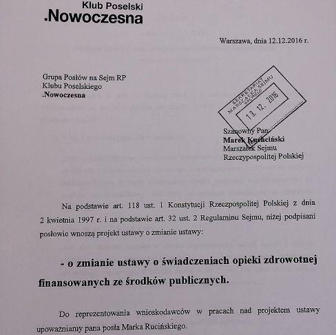 Nowoczesna za współpłaceniem. Do Sejmu trafił projekt ustawy