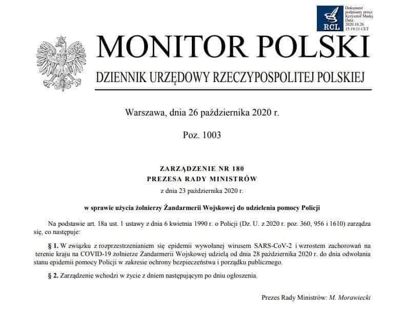 Od dzisiaj żandarmeria wojskowa na ulicach polskich miast
