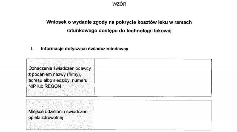 MZ publikuje wzór wniosku o leczenie ratunkowe