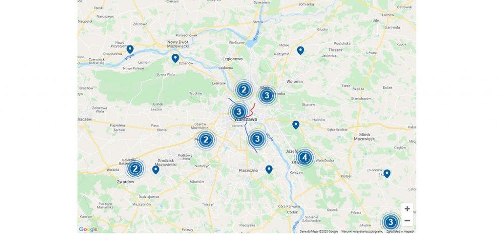 Mapa szpitali psychiatrycznych i Rzeczników Praw Pacjenta Szpitala Psychiatrycznego