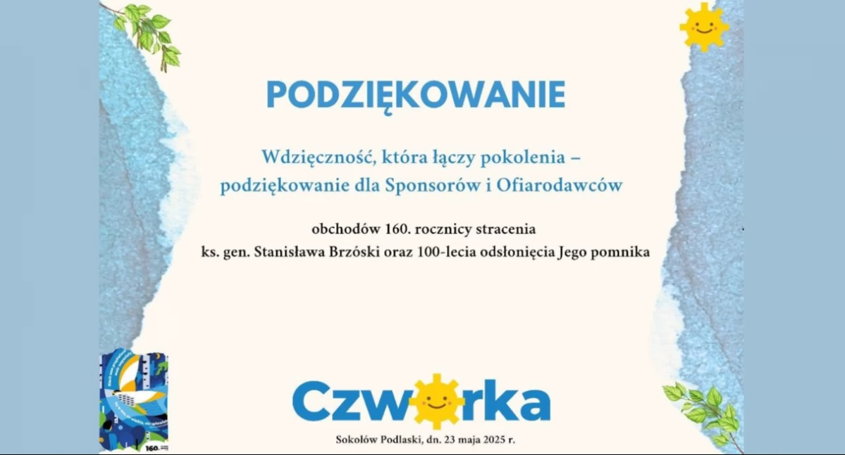 Wdzięczność, która łączy pokolenia – podziękowanie dla Sponsorów i Ofiarodawców
