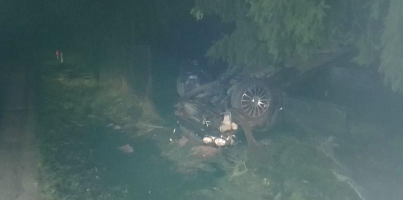 Jaguar dachował, dwie osoby w szpitalu