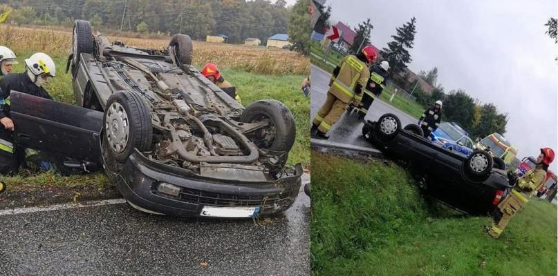Dwa samochody dachowały w niedzielę w powiecie