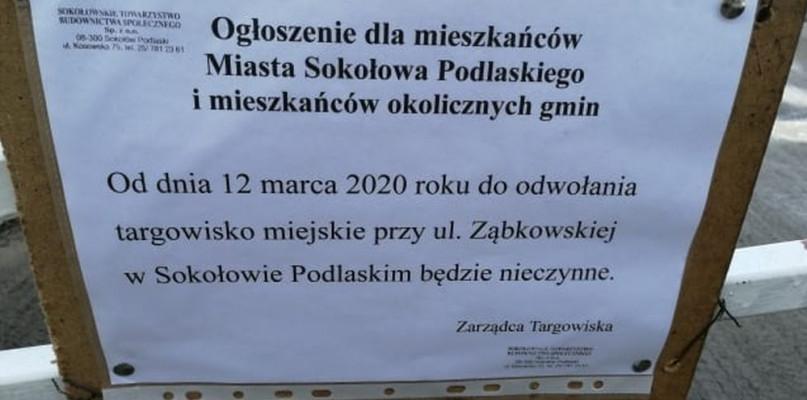 Nie będzie czwartkowego rynku w Sokołowie...