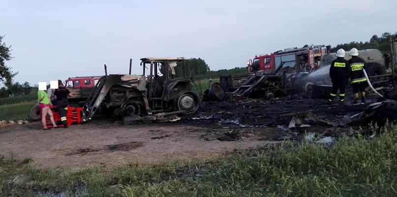 Duże straty po pożarze garażu z maszynami rolniczymi 