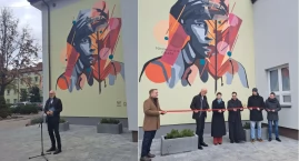 Ten mural upamiętnia Sokołowskie Orlęta, naszych młodych bohaterów