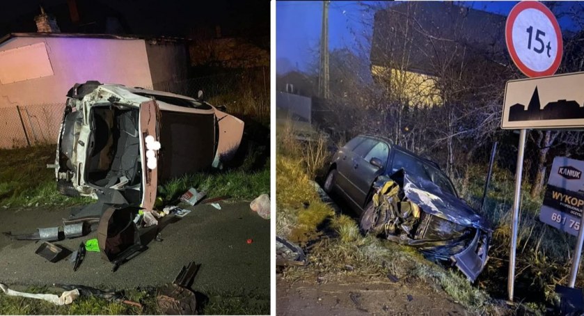 Kierowca citroena spadł z nasypu, rowerzysta uderzył w drzwi auta