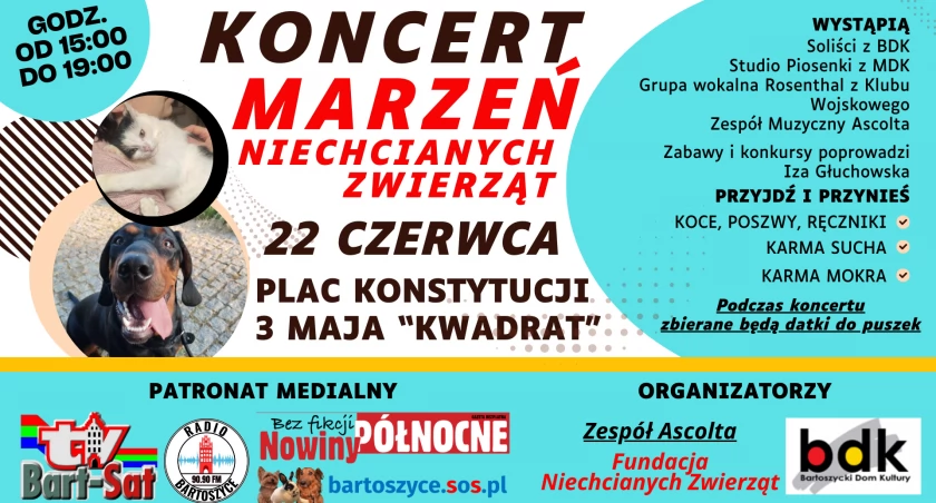 Weź udział w koncercie charytatywnym w Bartoszycach, by wesprzeć przytulisko 