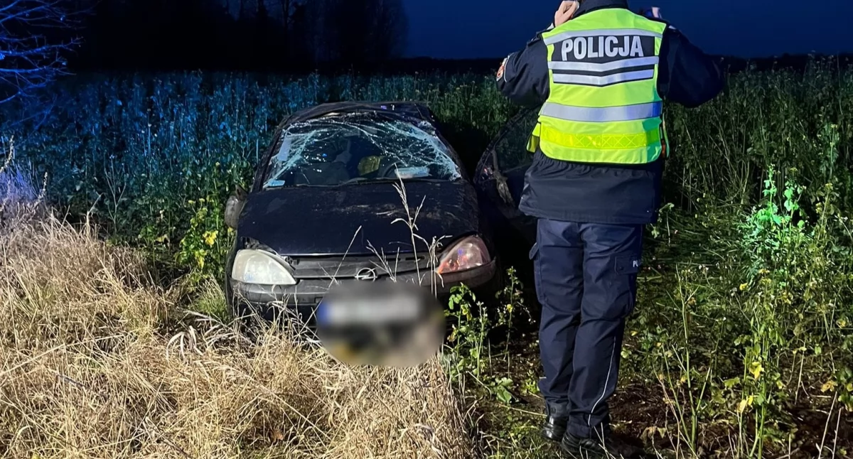 Pijany kierowca dachował na trasie Sępopol - Dzietrzychowo