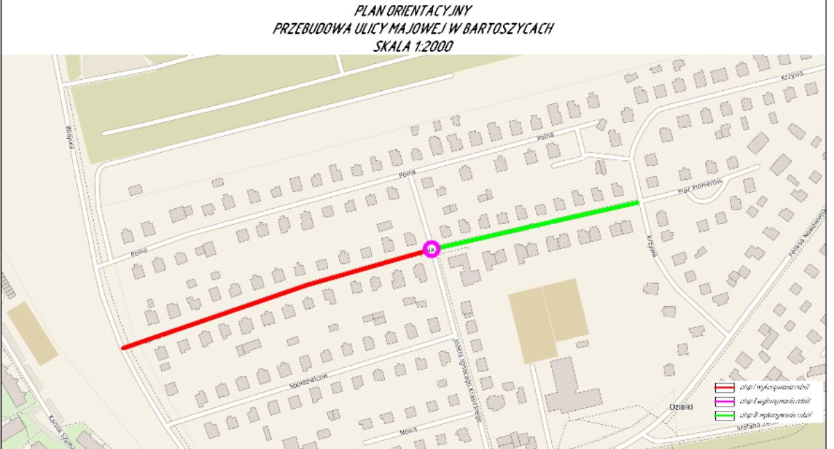 Przebudowa ulicy Majowej w Bartoszycach: Utrudnienia w ruchu na osiedlu 