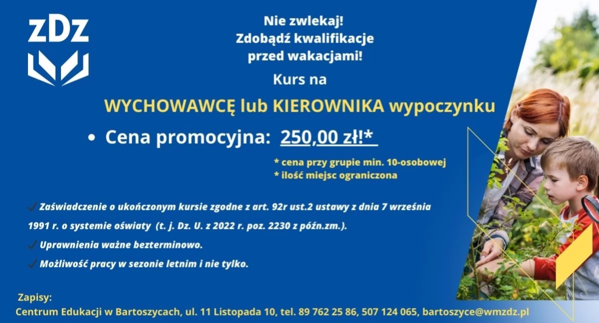 Wakacyjna szansa! Zostań wychowawcą lub/i kierownikiem wycieczek