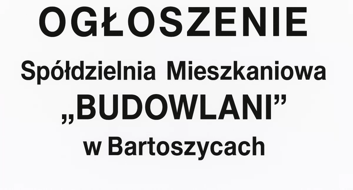 Ogłoszenie Spółdzielni Mieszkaniowej 