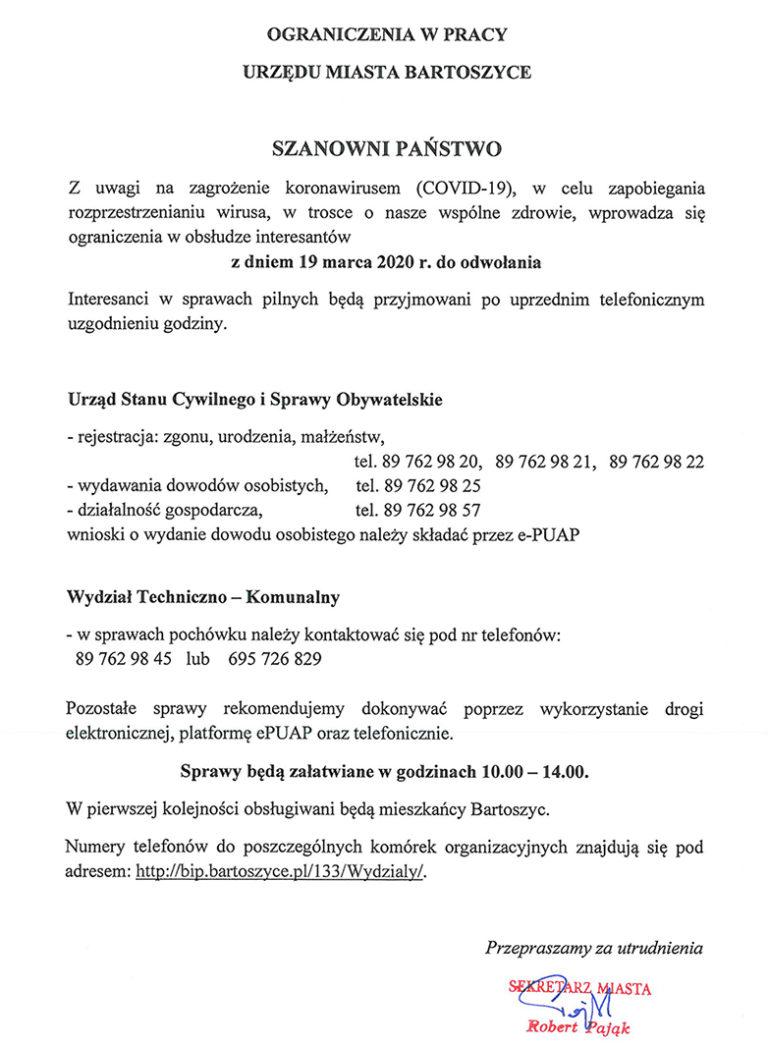 Bartoszyce. Najpierw zadzwoń, potem idź do urzędu