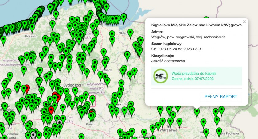 Wakacje nad wodą? Koniecznie sprawdź mapę kąpielisk