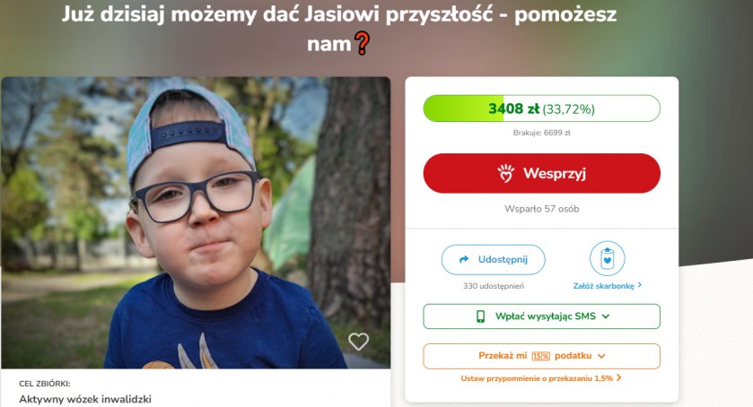 Pomóż zebrać pieniądze na aktywny wózek dla Jasia z Wyszkowa