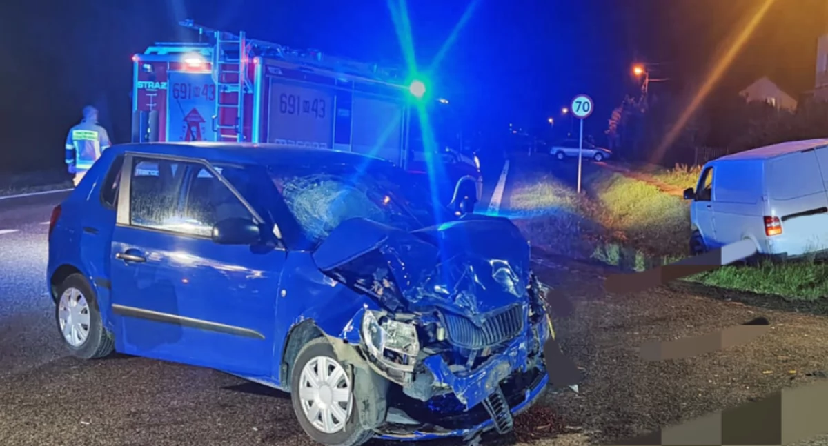 Zignorował STOP. Z impetem wjechał w skodę