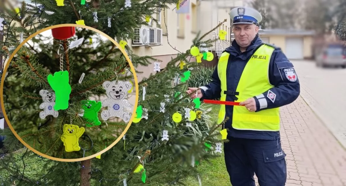 Odblaskowa choinka od policjantów dla mieszkańców. Zadbaj o swoje bezpieczeństwo!