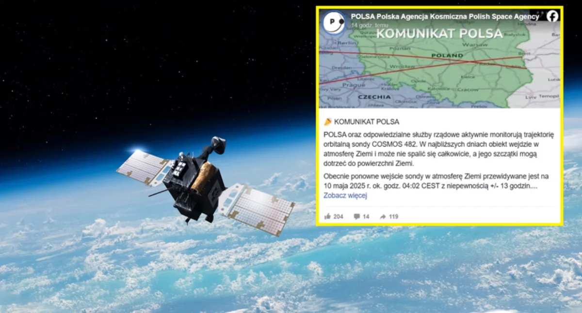 Radziecka sonda kosmiczna zbliża się do Ziemi. Czy jej szczątki spadną dziś na Polskę?