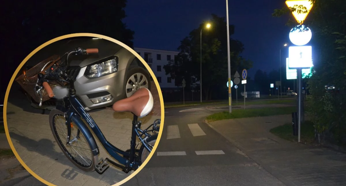 Zderzenie rowerzystki z autem. 60-latka trafiła do szpitala 