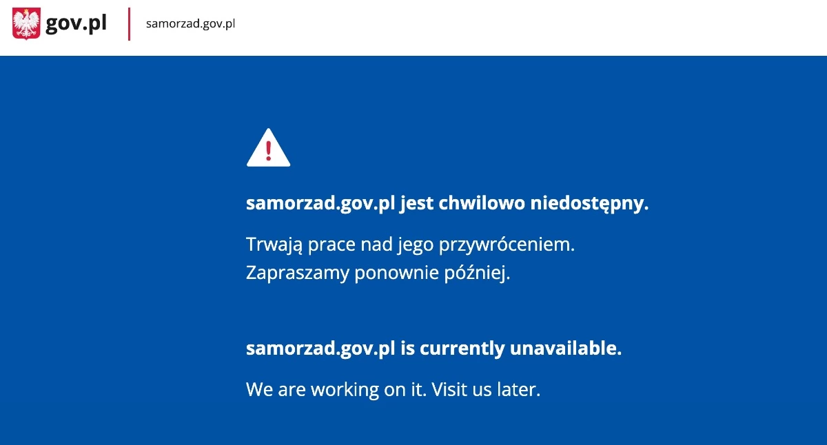 Problemy z serwisem samorzad.gov.pl. Niedostępne są niektóre strony samorządów