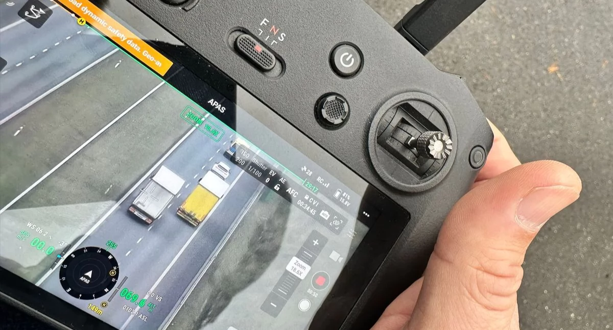 Dron policji nad S5: 10 wykroczeń ciężarówek w 2 godziny